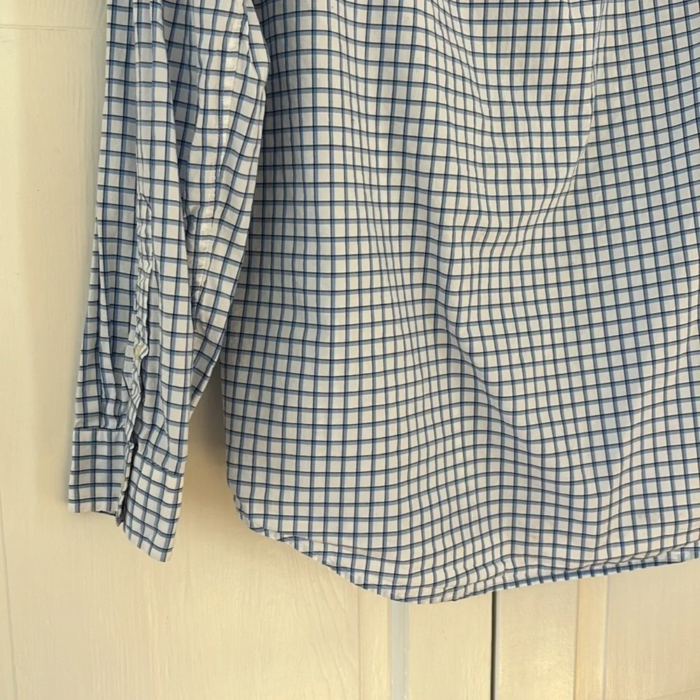 POLO RALPH LAUREN Mens Blue White Black Plaid Button Down Shirt Size Large Twill